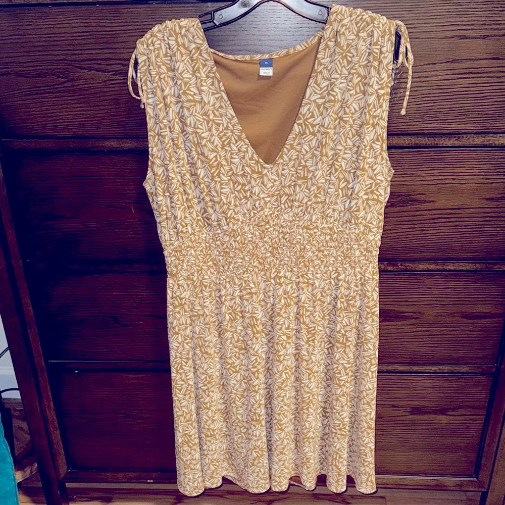 Old Navy Gold Ruched Smocked Sundress